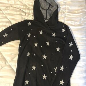 Black and silver Star and rinestone sweater with hood